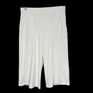 T by Talbots Wide Leg Cropped Pants Women's Medium UPF 50+ White Comfortable